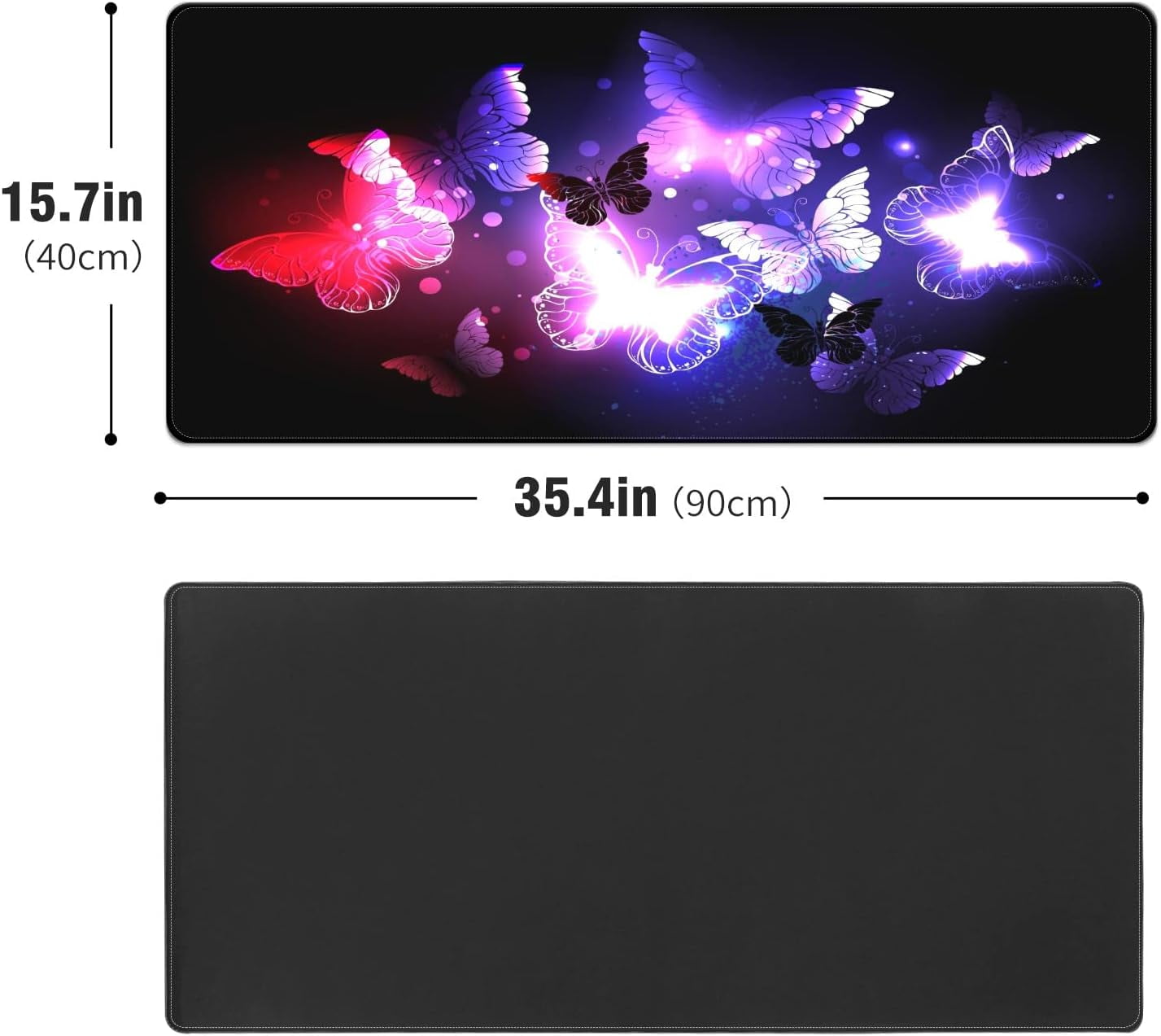 Glowing Purple Butterfly Desk Mat, Desk Accessory, Cute Workspace, Trendy Workspace, Trendy, 35.4x15.7in Large Gaming Mouse Pad, Cute Desk Topper, Pretty Desk Pad