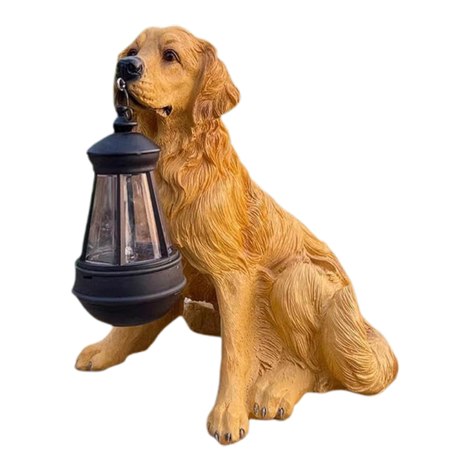 Goowood Garden Dog Statue Outdoor Decor Golden Retriever Resin Light LED Puppy Sculpture for Front Porch Patio Yard Flower Bed Decoration