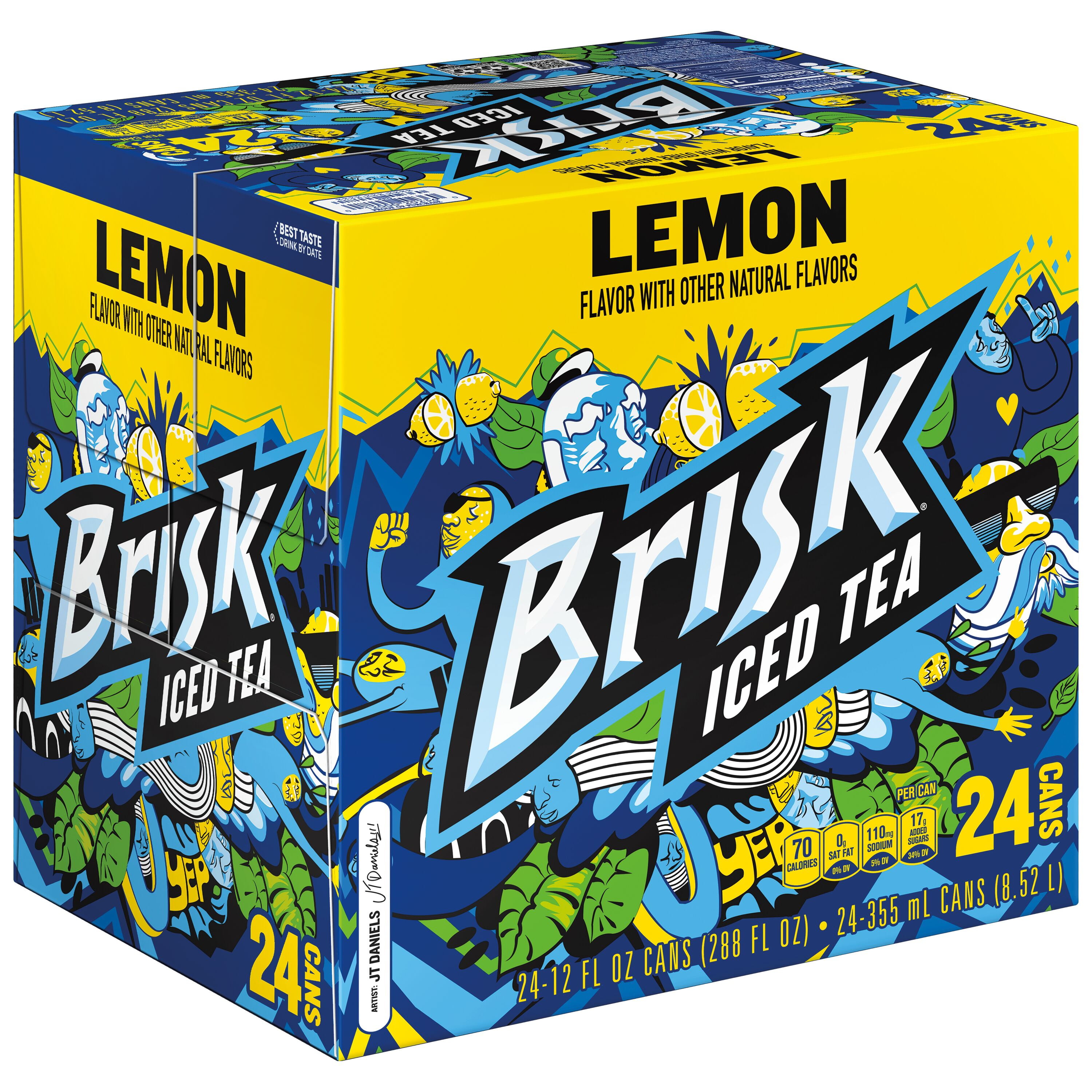 Lipton Brisk Lemon Iced Tea, Bold Flavor, 24 Pack of 12 fl oz Cans