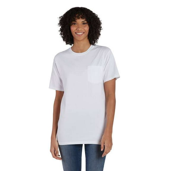 Unisex Garment-Dyed T-Shirt with Pocket - WHITE - S