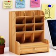 thumbnail image 1 of Organizador de escritorio de madera para oficina, portalápices, caja de almacenamiento de papelería, accesorios de escritorio, 1 of 9