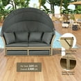thumbnail image 6 of Newboti Furniture Outdoor Patio Daybed Wicker Rattan Double Daybed Round Sofa Furniture Set with Retractable Canopy, 4 Pillows for Lawn Garden Backyard Porch Pool, Grey 77548, 6 of 16