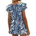 thumbnail image 4 of CHOK Womens Tops Summer Double Ruffle Short Sleeve V-Neck Casual Blouses  Colorful Leaves-L(US 12-14), 4 of 5