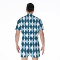 thumbnail image 2 of Soft Blue Argyle Pattern Short Sleeve Men'S Rompers, Checkered Caro Plaid Tartan Casual Summer Jumpsuits Outfit, 2 of 4
