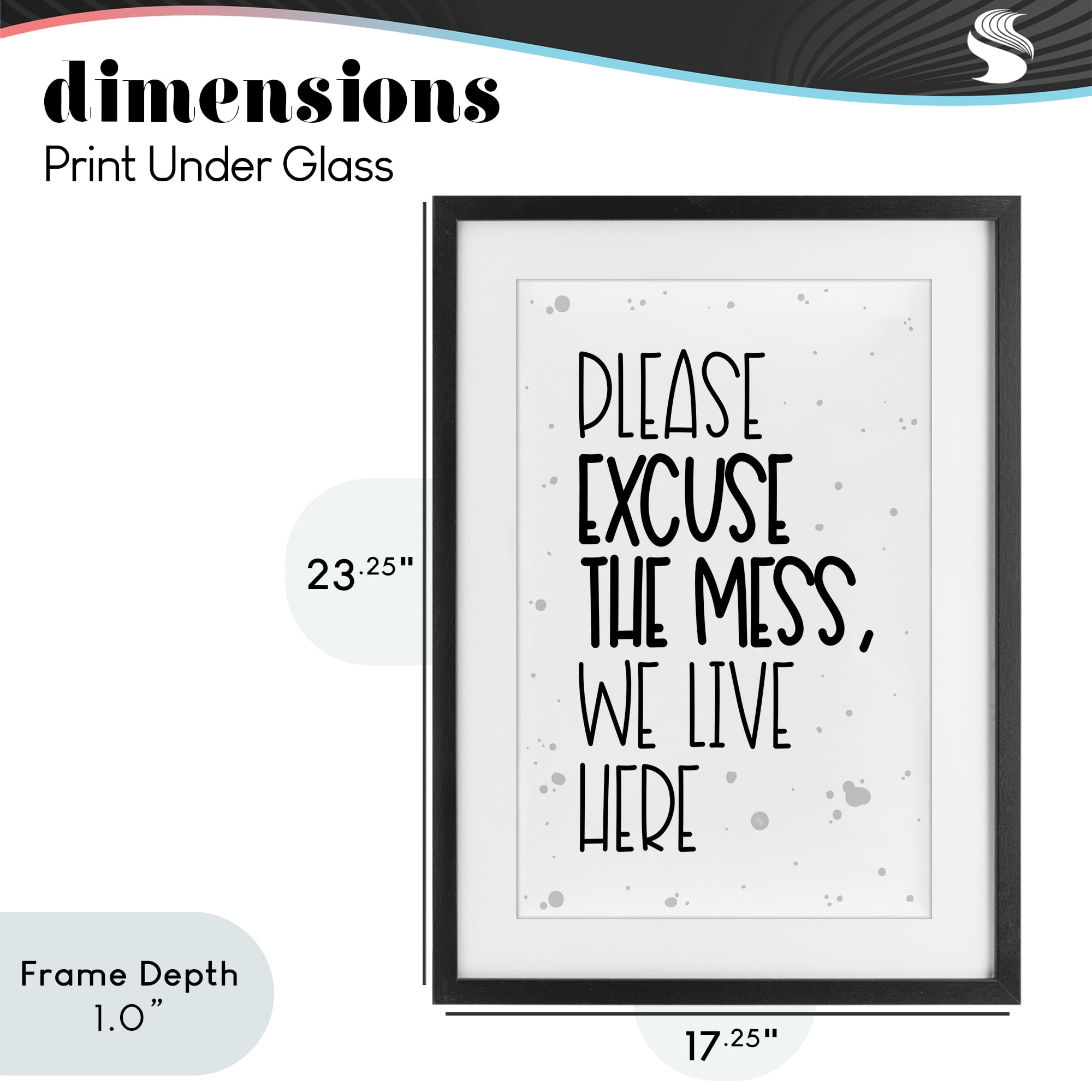 Stupell Industries Excuse the Mess Bold Black Framed Print Under Glass, design by Martina Pavlova