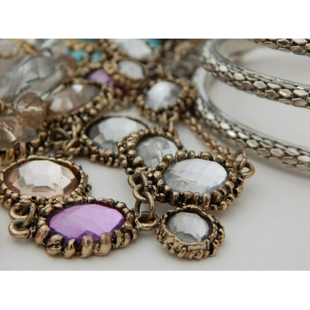 Designer Multi Gemstone - Canvas Print Accessory Gemstones Gems Bracelet Jewelry Necklace Stretched Canvas 10 x 14
