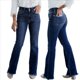 thumbnail image 3 of Pantalones Vaqueros Rectos para Mujer, Cintura Alta, Elásticos, Deshilachados, con Dobladillo Sin Rematar, Holgados, Informales. Azul Profundo S, 3 of 9
