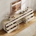thumbnail image 4 of Modern TV Stand For Tvs Up To 100 Inch, 3 In 1 TV Console With Glass Doors And 7 Drawers, Media Console With Adjustable Shelf For Living Room, Bedroom,Beige, 4 of 12