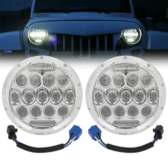 CCIYU 2PC 7Inch Round 280W Total Chrome LED Headlights 1997-2017 For JEEP JK TJ LJ Wrangler Front Grill Indicator Parking Lights
