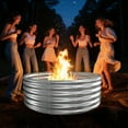 thumbnail image 2 of Diameter Camp Fire Ring Pit, Large Round Galvanized Steel Fire Pit, Heavy Duty Steel Fire Pit for Backyard, Camping, Bonfire, 2 of 13