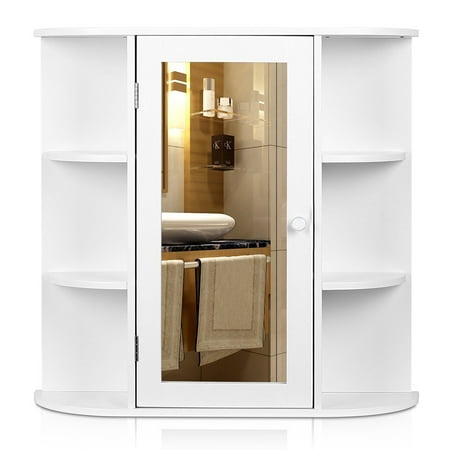HOMFA Bathroom Wall Cabinet Multipurpose Kitchen Medicine Storage Organizer with Mirror Single Door Shelves,White Finish - Walmart.com