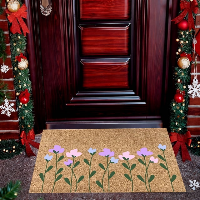 Absorbent Non-Slip Entry Door Mat, Decorative Polyester Bathroom and Kitchen Rugs with Antiskid Backing, Ideal for Living Room and Foyer, 40x60 cm, Brown