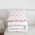 thumbnail image 5 of Erosebridal Pink Bows Queen Comforter Set For Girls,Dreamy Princess Style Bowknot Bedding Comforter Set,Cartoon Loves Pattern, Reversible 3 Pieces, 5 of 7