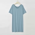 thumbnail image 5 of Women's Oversized Midi Nightgown Soft Knit Short Sleeve Pajamas Dress with Side Pockets for Daily Bedroom Loungewear Blue Pajamas for Women Skirt XL, 5 of 6
