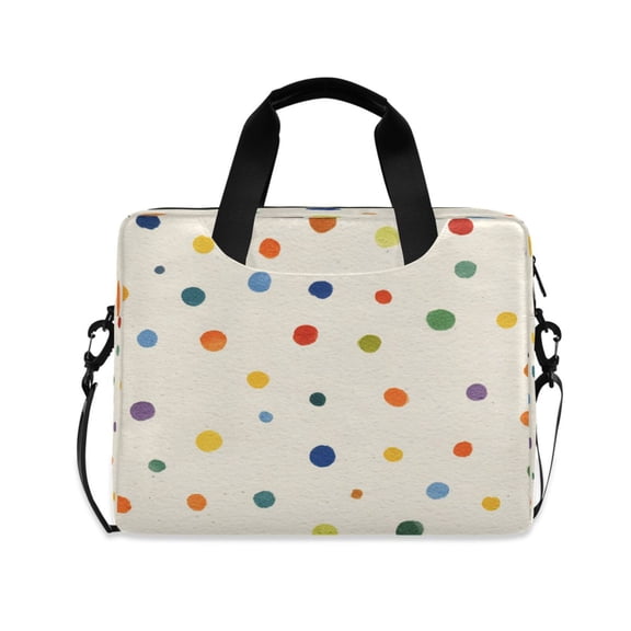 16inch Laptop Briefcase, Business Laptop Bag with Detachable Strap & Padded Compartment, Water-Resistant Polyester,Small Colorful Dots