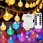 Solhice 40ft hanging lights for Christmas,Battery Operated Outdoor Warm White & Multicolor, 80 LEDs Globe String Lights Waterproof with Remote for Indoor Kids Room Bedroom Classroom Patio Decor