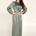thumbnail image 3 of 2021 autumn cross-border new V-neck long sleeve split dress evening dress., 3 of 6