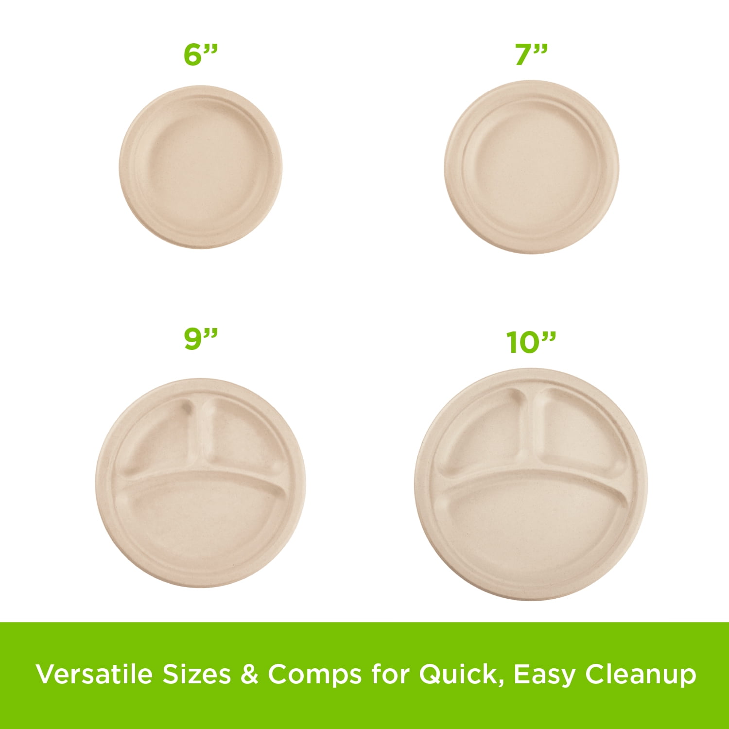 Karat Earth 10'' Paper Round Plates, Molded Fiber, Natural - 500 pcs