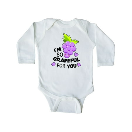 

Inktastic Im So Grapeful For You with Cute Grapes Gift Baby Boy or Baby Girl Long Sleeve Bodysuit