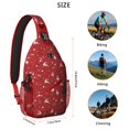thumbnail image 5 of Sling Backpack,Red Christmas Deer Pattern Sling Bag with Water Bottle Holder,Waterproof Sling Bag for Men/Women with Headphone Jack for Hiking,Travel, 5 of 6
