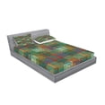 thumbnail image 2 of Ambesonne Geometric Fitted Sheet & Pillow Sham Set, Grunge Folk Rainbow, Queen, Multicolor, 2 of 2