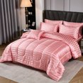 thumbnail image 2 of Black Satin Bed in a Bag 8 Pieces Queen Size Solid Stripe Comforter Set Luxury Silky Bedding Set Soft Lightweight Comforter Set Cooling Bed in a Bag, 2 of 12