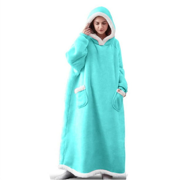 Manta con capucha para hombre y mujer, Sudadera larga y cálida de franela con mangas, jersey de gran tamaño, invierno, 2023