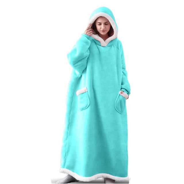 2023 Winter Wearable Hooded Blanket with Sleeves Long Warm Flannel Hoodies Sweatshirt Pullover Women Men Lazy Blanket Oversized