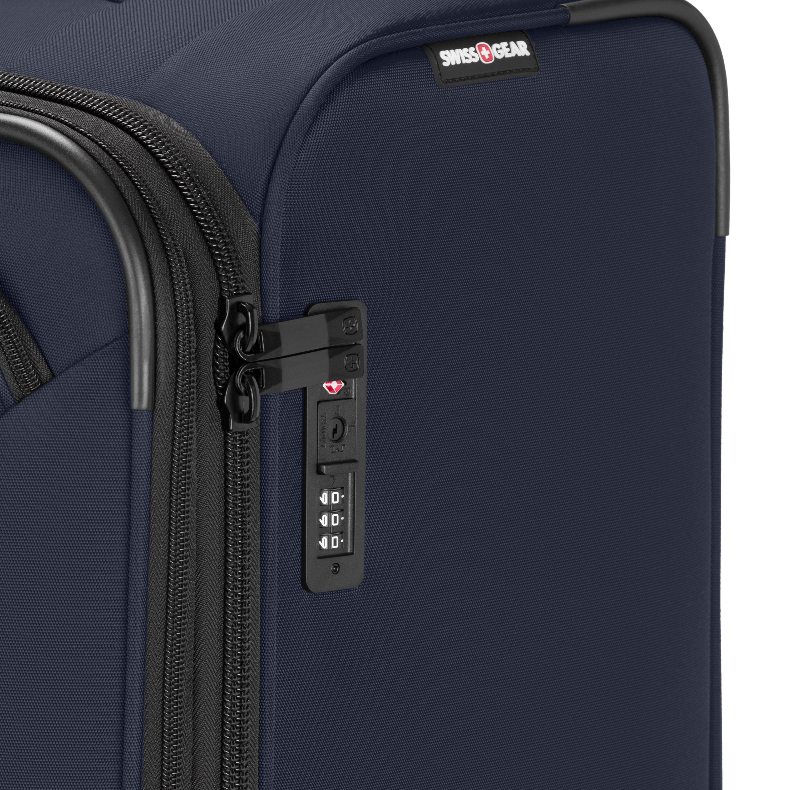 SWISSGEAR Stride Expandable Large Checked Spinner Luggage, Peacoat Blue, 8 Wheels & Built-in TSA Lock