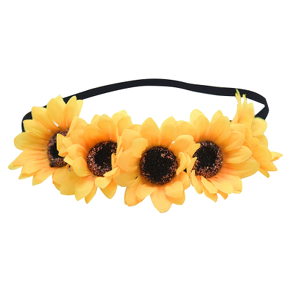 Hair Scrunchies Bun Flower Elastic Women Hairband Sunflower Daisy Wedding 