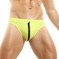 thumbnail image 5 of XDZJLR Mens Swim Briefs With Front Zipper Opening Color Blocking Beach Swimming Pants Soft Beachwear Yellow, 5 of 6