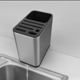 thumbnail image 4 of Porta Cubiertos y Cuchillos con Escurridor, Fabricado en Acero Inoxidable con plástico en color Negro, ideal para almacenamiento de utensilios de Cocina, 4 of 5