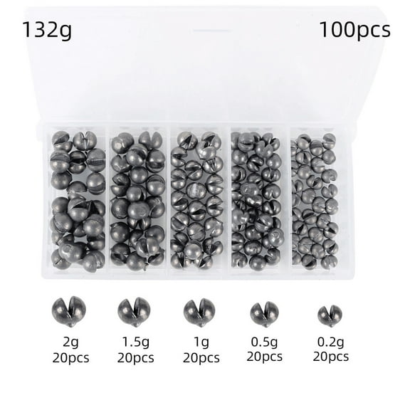LILSHIM 100pcs Round Split Shot Fishing Weights Set Removable Sinkers Drop (132g)