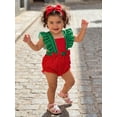 thumbnail image 5 of BemeyourBBs Newborn Baby Girl Summer Clothes Watermelon Outfit Cute Infant Bubble Romper Ruffle Fly Sleeve Bodysuit with Bowknot Headband, 5 of 9