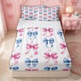 thumbnail image 3 of Erosebridal Watercolor Bow Zipper Full Size Comforter Sets with Fitted Sheet and 2 Pillowcases for Girls, Cartoon Flower Floral Zipper Bedding Set, Reversible, 4-Piece, 3 of 7
