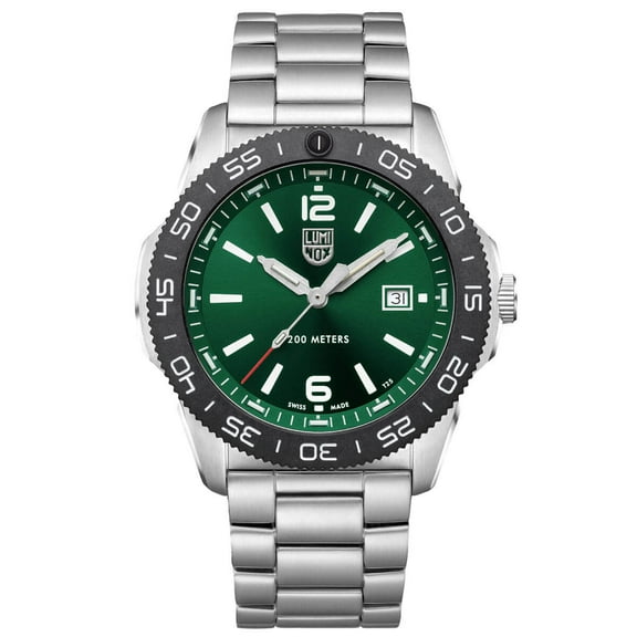 Men's Luminox Pacific Diver Stainless Steel Green Dial Dive Watch XS.3137