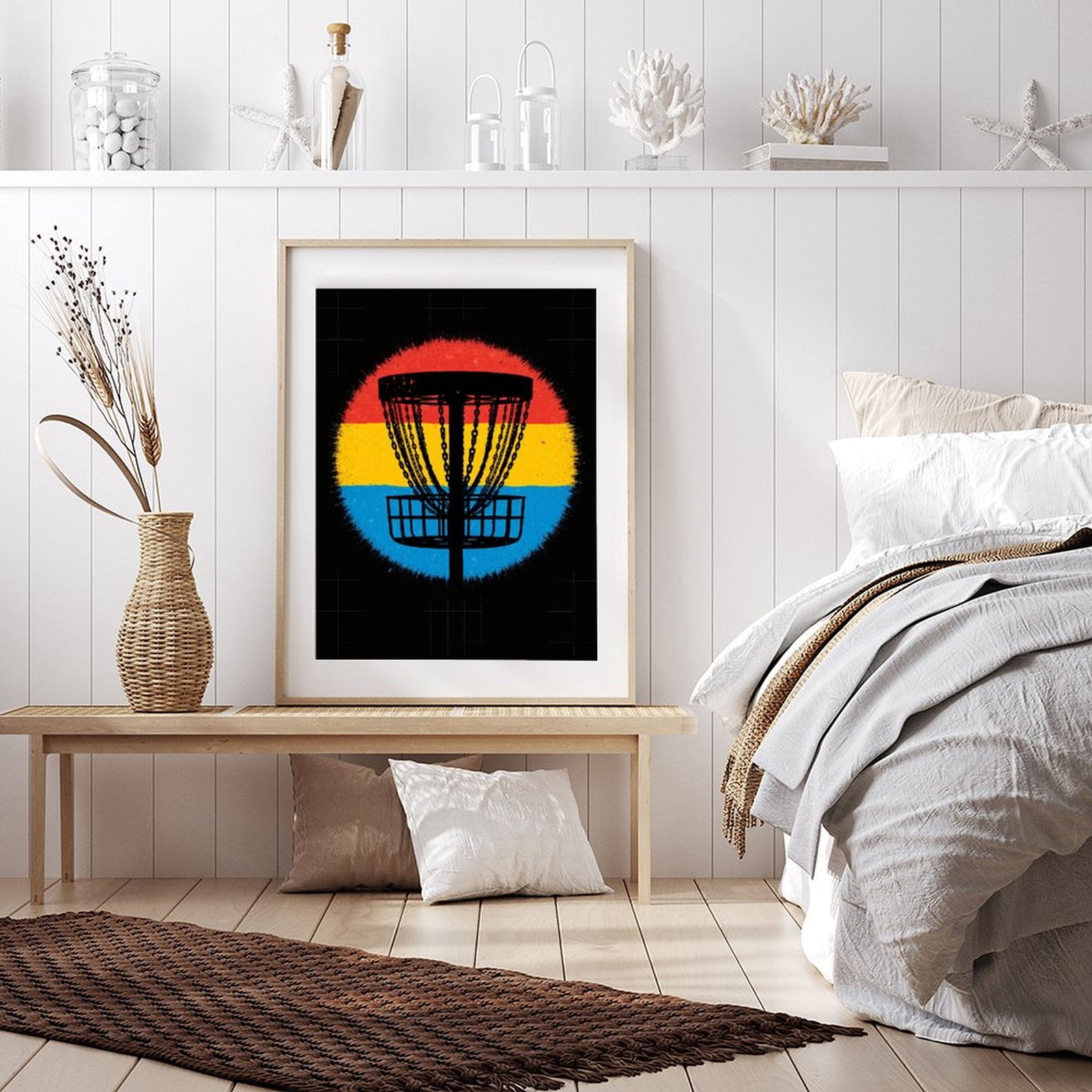 Diamond Art Kit for Adults, Disc Golf Basket Silhouette Retro Diamond Painting for Adults Beginners, 5D DIY Diamond Art Painting Kits, Colorful Diamond Painting Craft for Home Decor 12x16