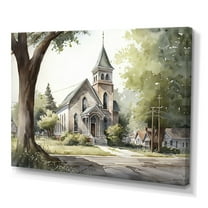 Designart Church In Country Town IV Canvas Wall Art