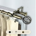 thumbnail image 2 of Gwen 13/16" Double Bay Window curtain rod Adjustable 20"-36", 38"-72" - Antique Brass,(ABay-62-4D), 2 of 4