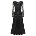thumbnail image 6 of YONGHS Women Dance Lace Swing Long Maxi Dress Waltz Cha-cha Rhythm Ballroom Dancewear Black XL, 6 of 7