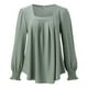 thumbnail image 5 of Blusa de mujer con cuello cuadrado y mangas abullonadas - Top informal con pliegues en la parte delantera - Rayón/poliéster/spandex - S-XXL - Trabajo/cita/salida nocturna, 5 of 5