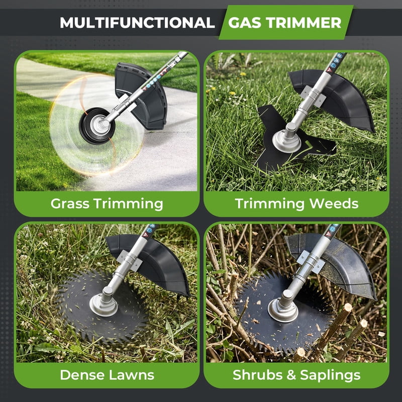 EAYSG 6-in-1 Gas Powered Multifunctional Trimmer Kit, 52cc 2-Cycle Engine, 17” String Trimmer, 10” Brush Cutter, 8.7 ft Long Reach Pole Saw, Hedge Trimmer, Chainsaw, 270° Rotatable Head