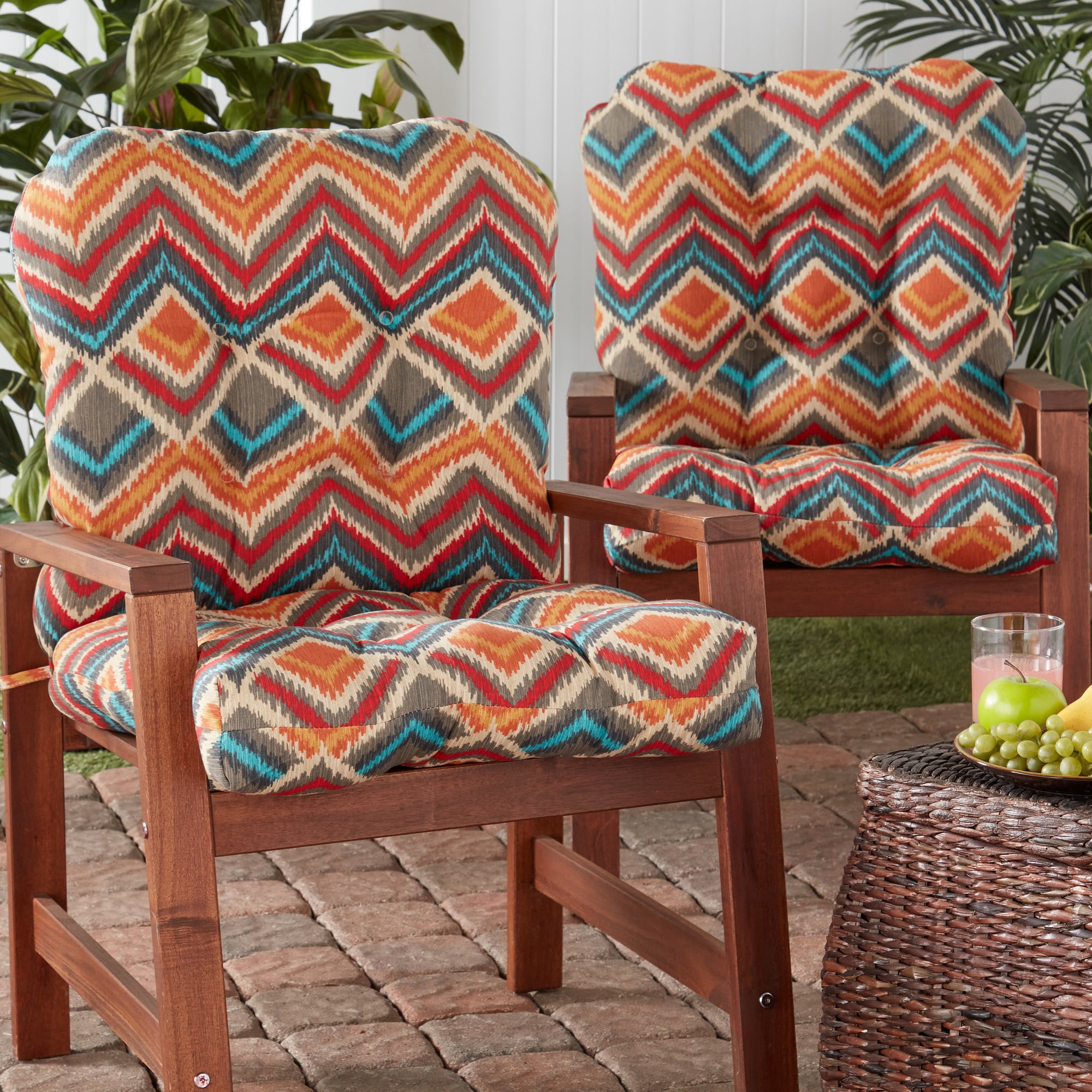 Greendale Home Fashions Outdoor Tufted 42'' x 21'' Chair Cushion, Set of 2, Surreal