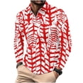 thumbnail image 2 of Zylanna Men's Long Sleeve Polo Shirts with Chest Pocket, Printed Slim Fit Turndown Collar Spring Fall Casual Pullover Tops for Man Red, 2 of 5
