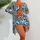 thumbnail image 1 of Augper Women's Printed Bikini Straps Bikini Deep V Sexy Split Swimsuit Set Three Piece Swimsuit Set, 1 of 8