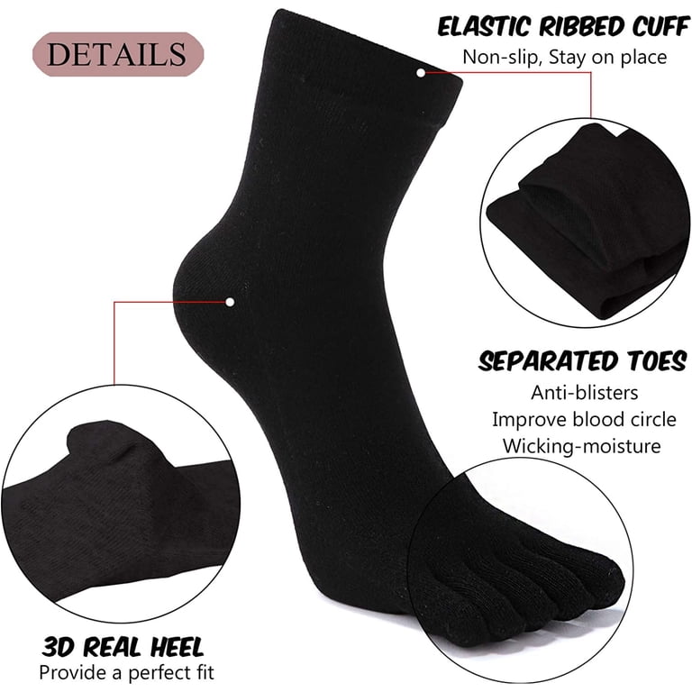 AMITOFO Men's Five Toe Crew Socks (5-Pair Pack) photo 5