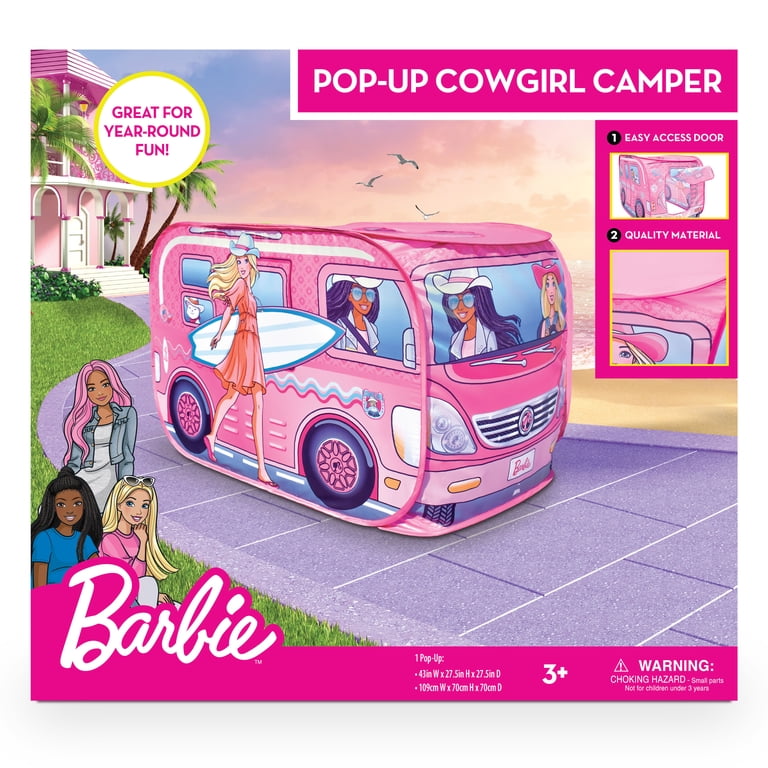 Barbie Cowgirl Camper Pop-Up Play Tent, Pink photo 7