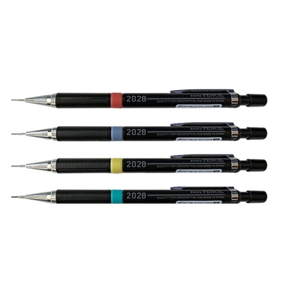 4 Pcs 0.3/0.5/0.7/0.9mm Metal Automatic Pencils Mechanical Pencils for Student