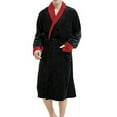 thumbnail image 1 of Men's Winter Long Sleeve Shawl Collar Robe Coat Soft Warm Bathrobe for Home Wear, 1 of 8