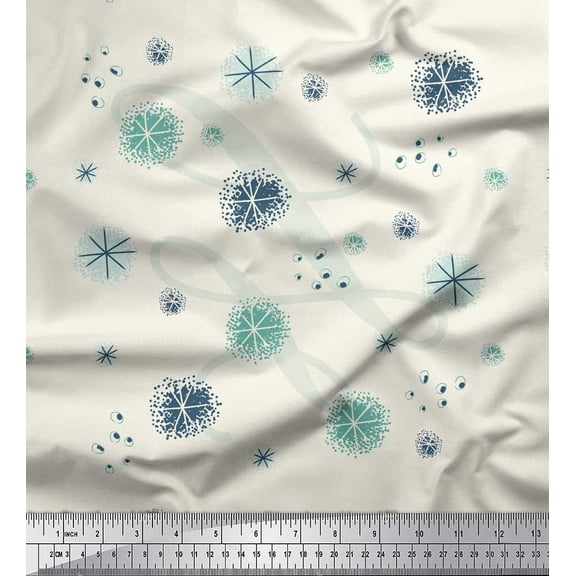 Soimoi Green polyester Crepe Fabric Brush Stroke Abstract Print Fabric by the Yard 42 Inch Wide